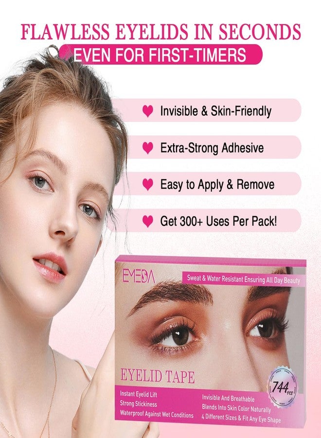 EMEDA Invisible Double Eyelid Tape Strip, 744 pcs Eyelid Tape for Hooded Eyes Invisible, Droopy & Uneven Eyes, Ultra-Thin & Breathable Surgery-Free Lift, Long-Lasting Eye Lift (4 Size Mixed) - Image 2